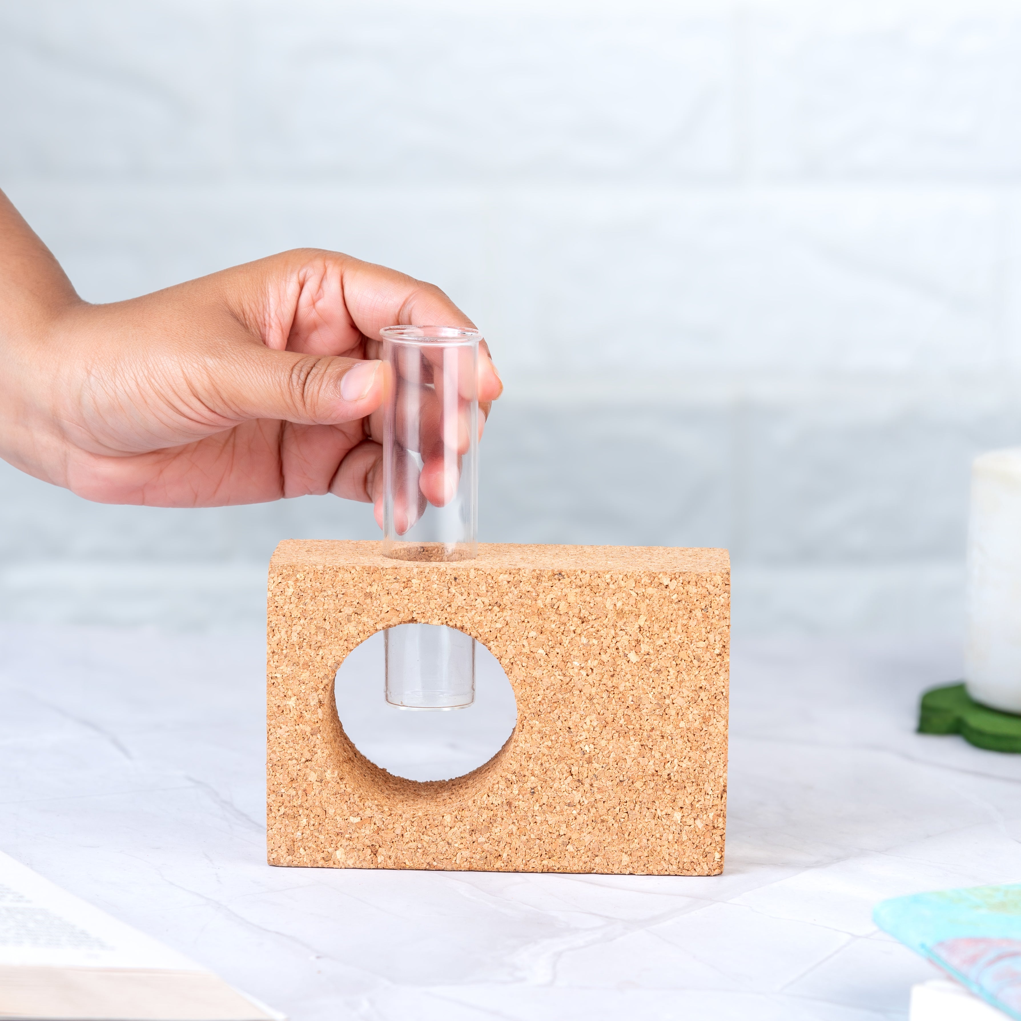 'Minimal' Cork Table Test Tube Planter/Vase