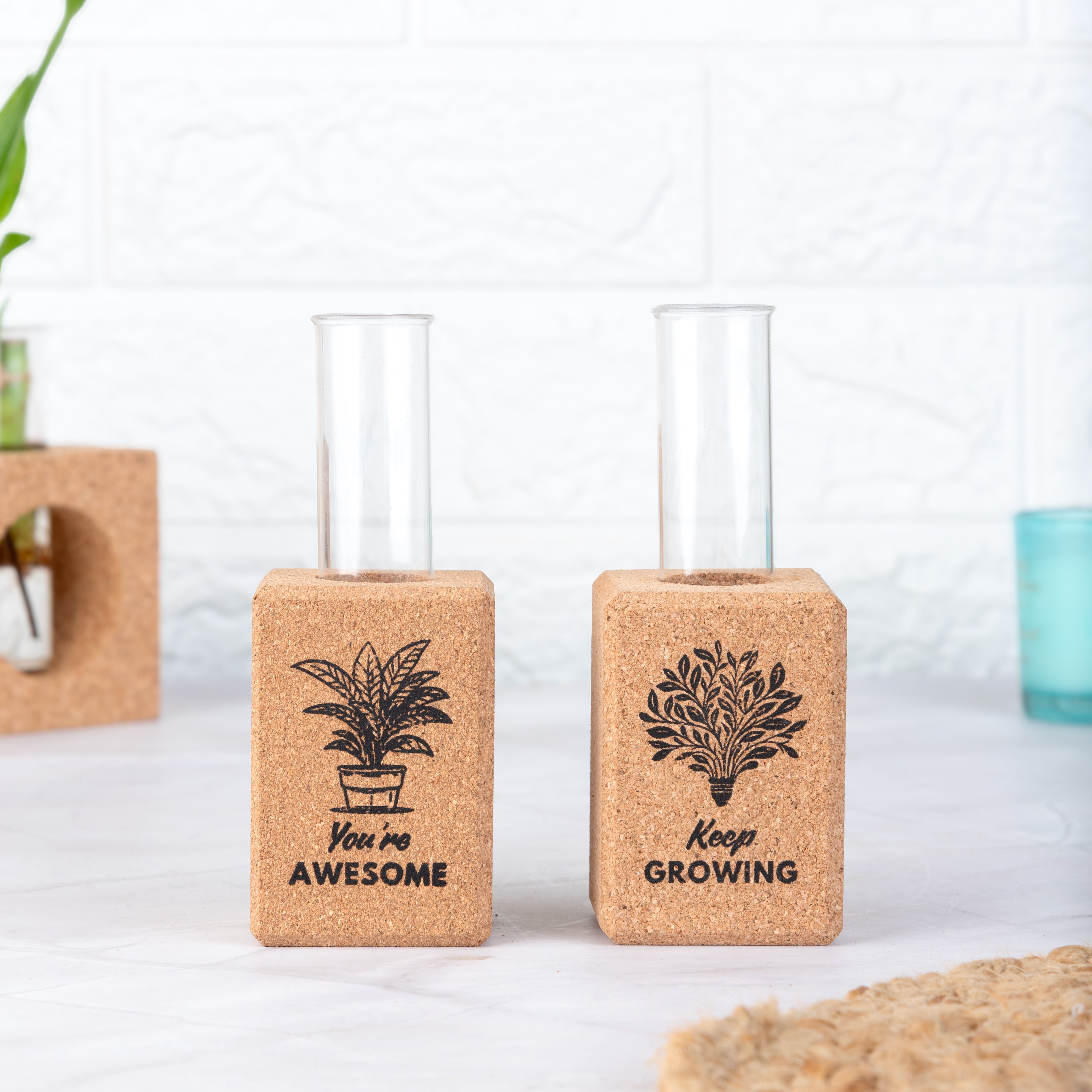 'Positive Affirmations' Magnetic Planters/Vases (Cork)