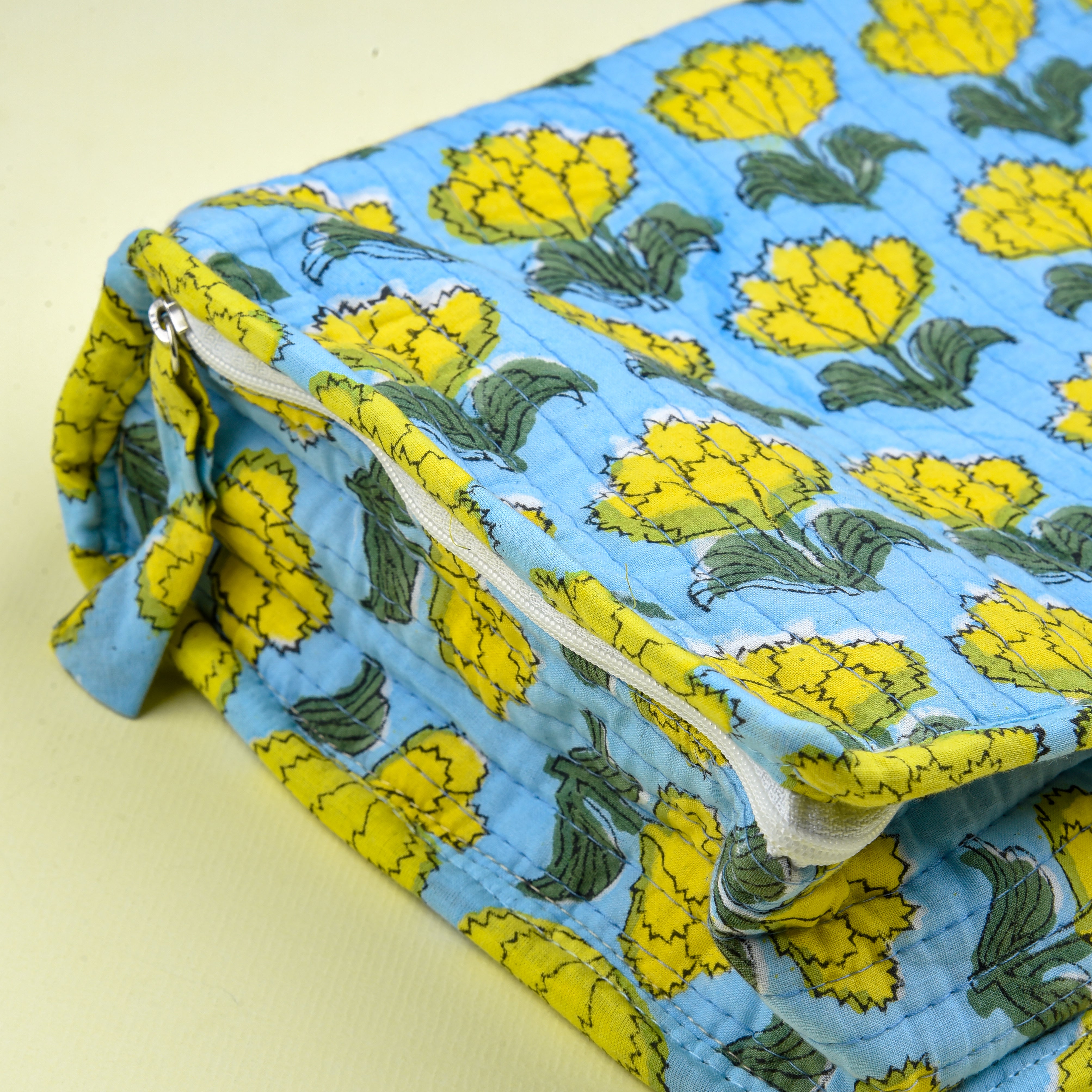 'Sunshine Bloom' Block Printed Jewellery & Travel Organizer