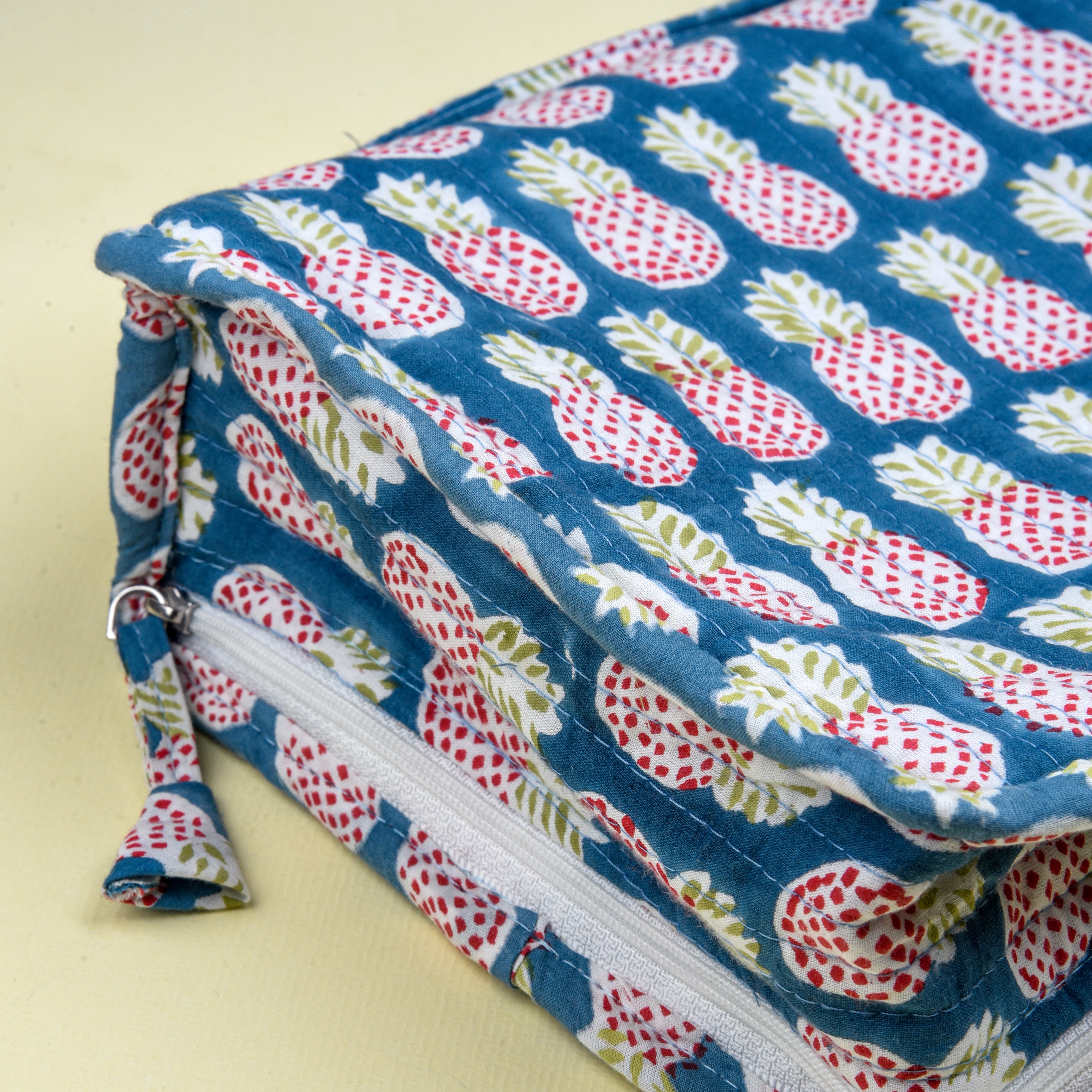 'Pineapple Charm' Block Printed Jewellery & Travel Organizer