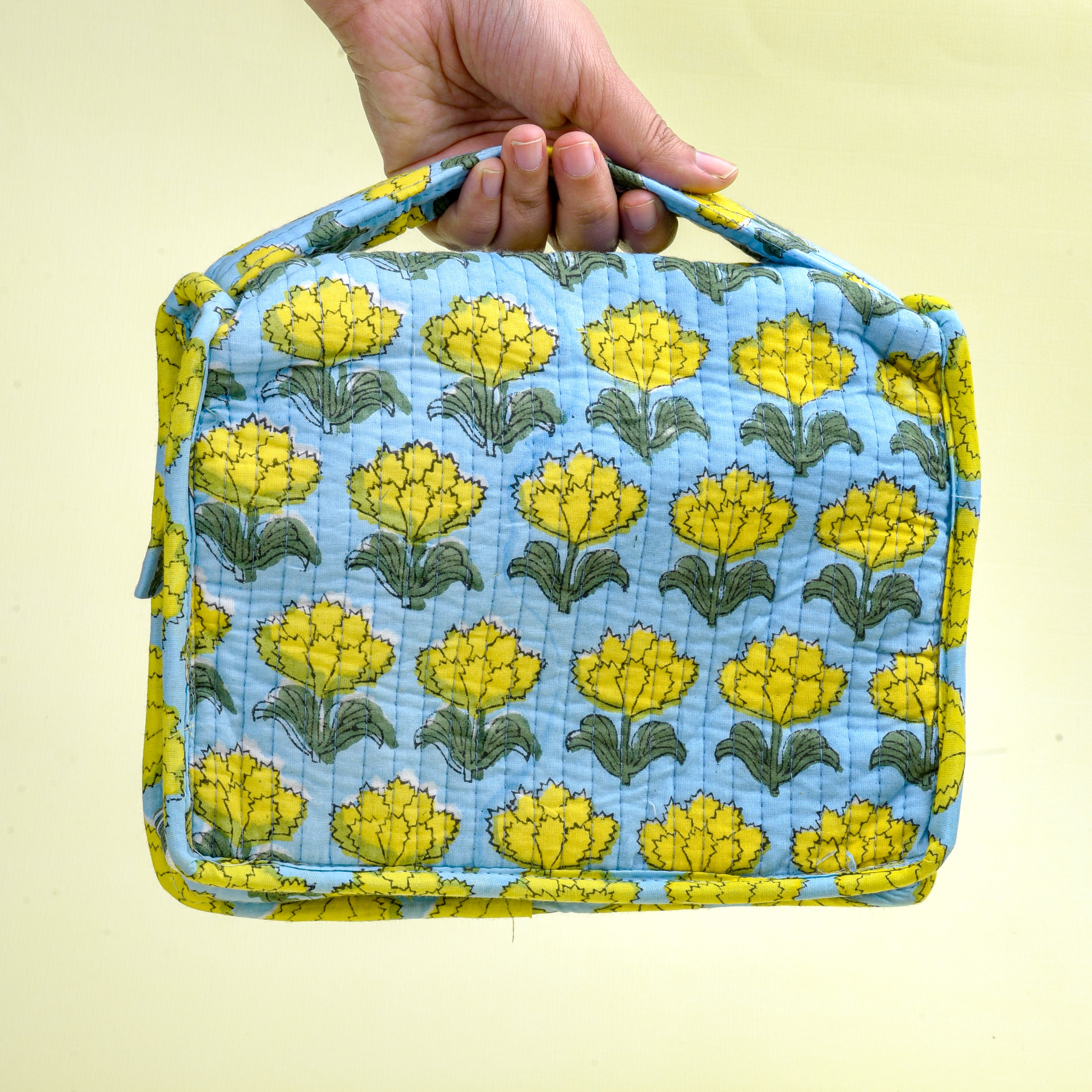 'Sunshine Bloom' Block Printed Jewellery & Travel Organizer