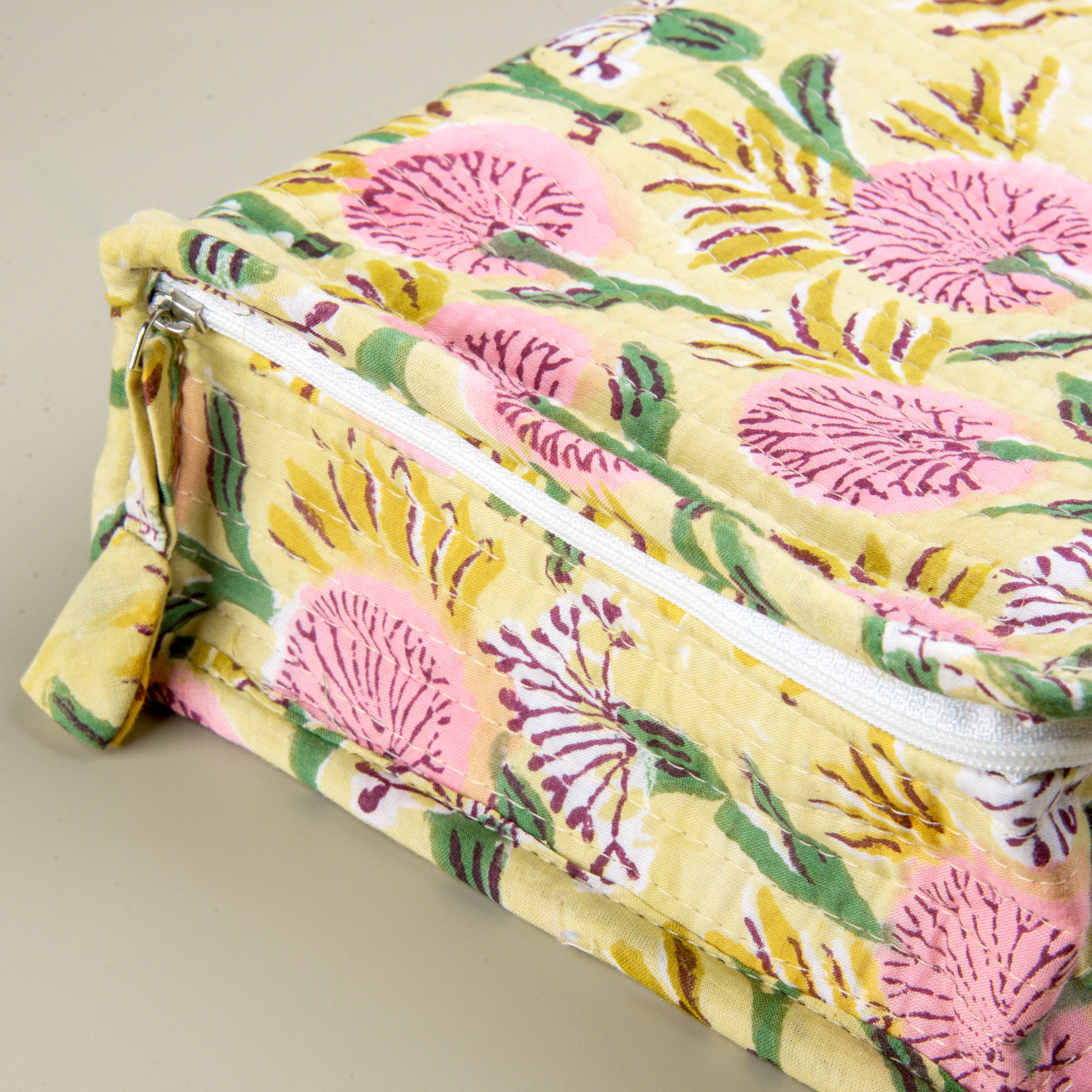 'Blossom Delight' Block Printed Jewellery & Travel Organizer