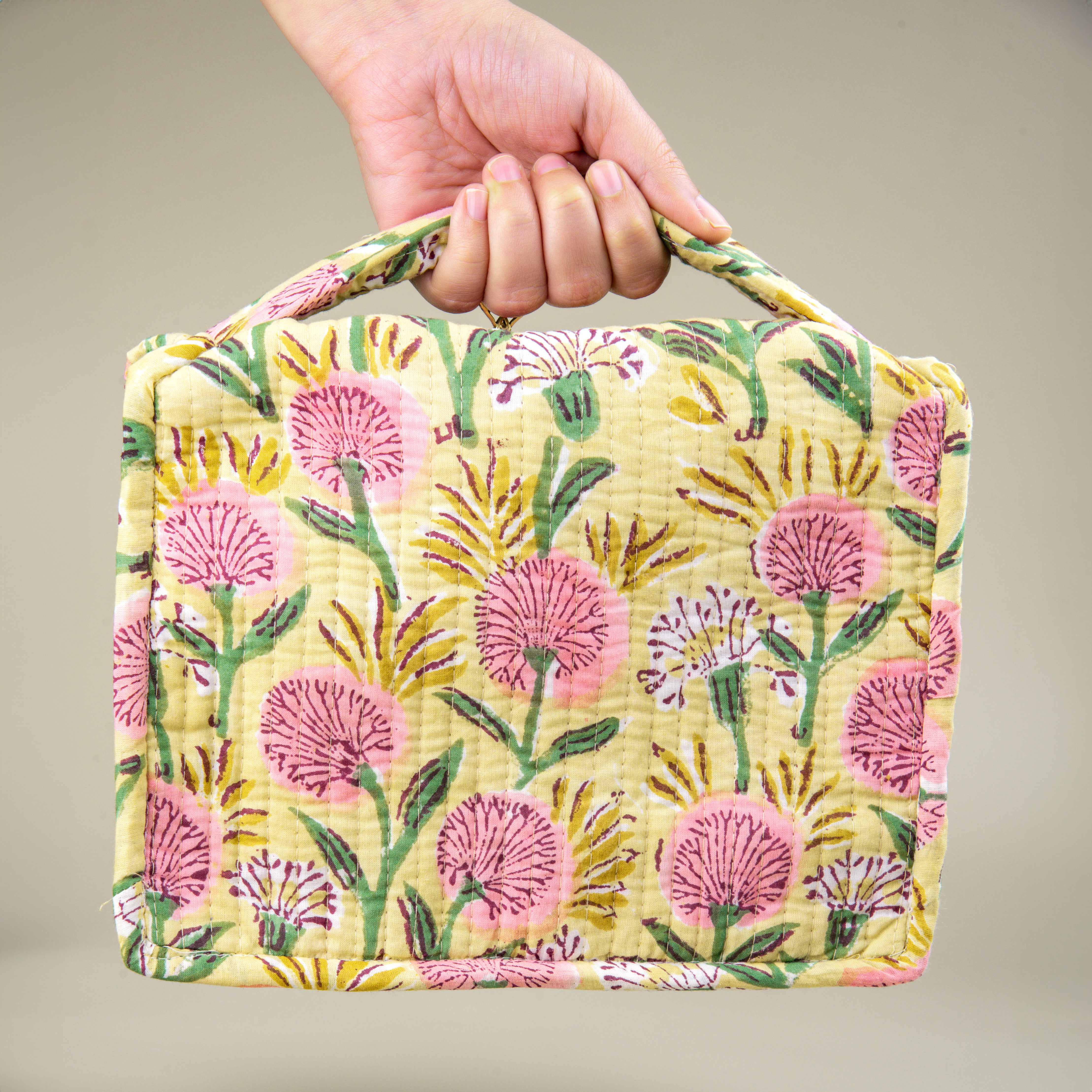 'Blossom Delight' Block Printed Jewellery & Travel Organizer