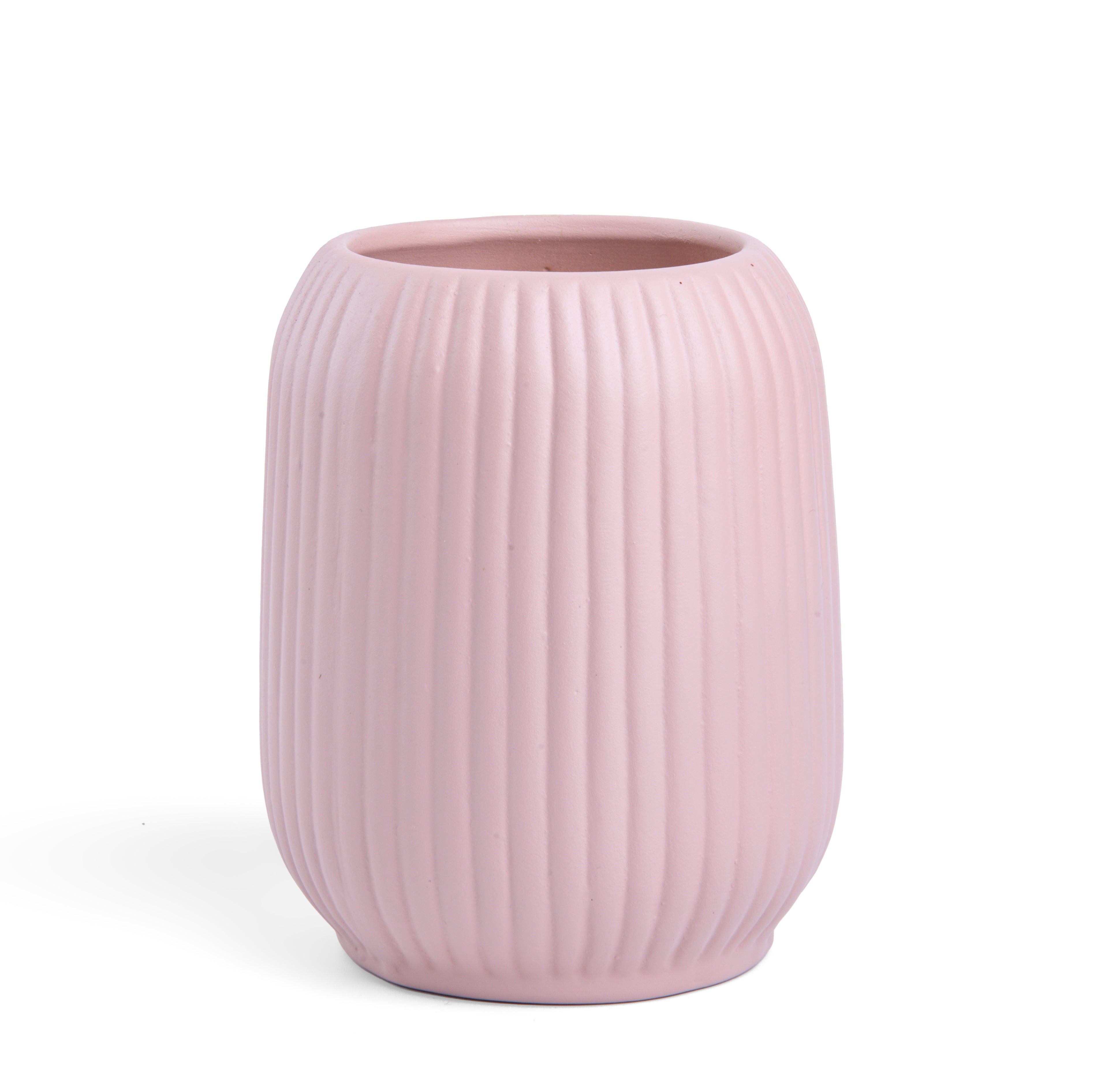 'Blush' Ribbed Ceramic Vase