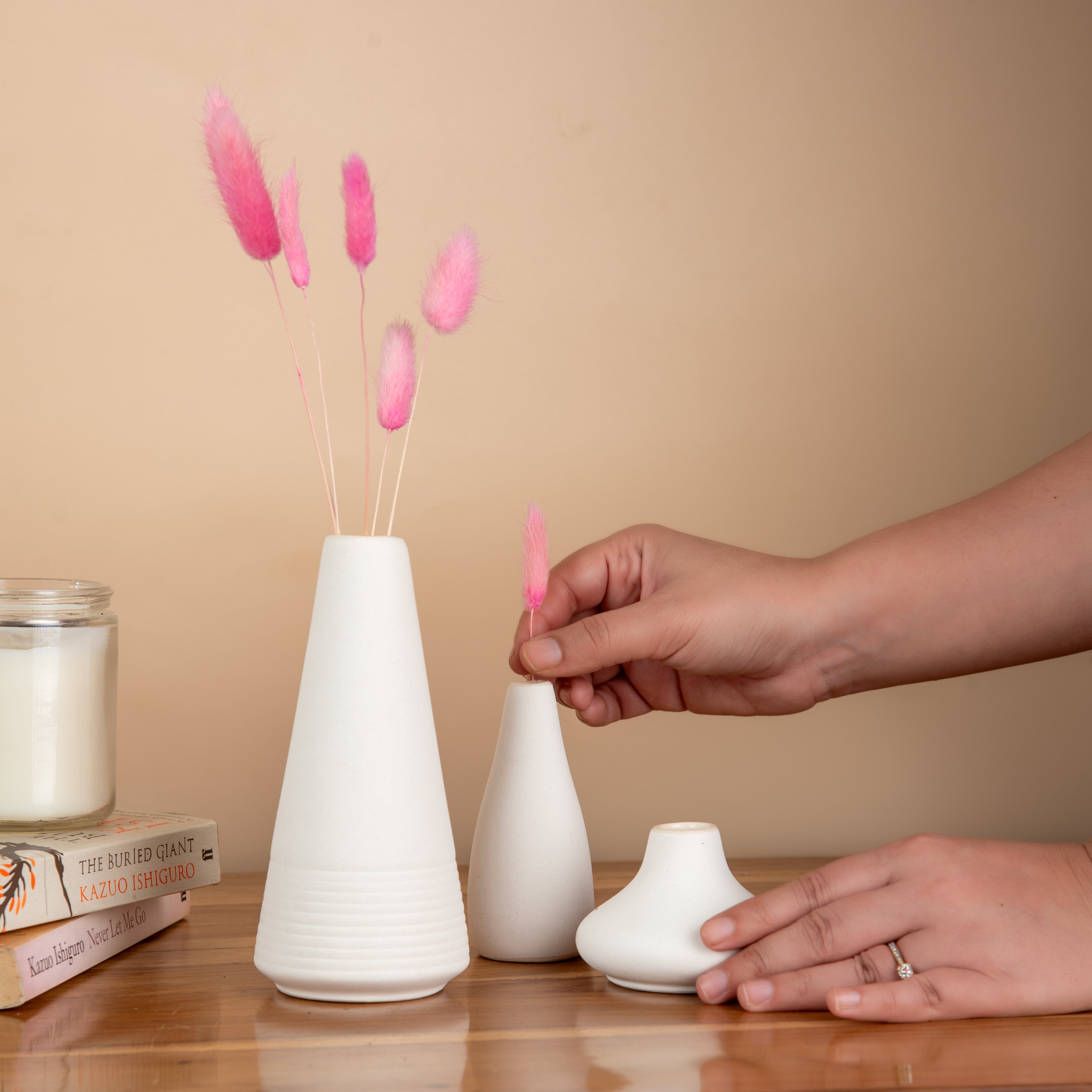 Harmony in Shapes - Set of 6 White Ceramic Mini Vases