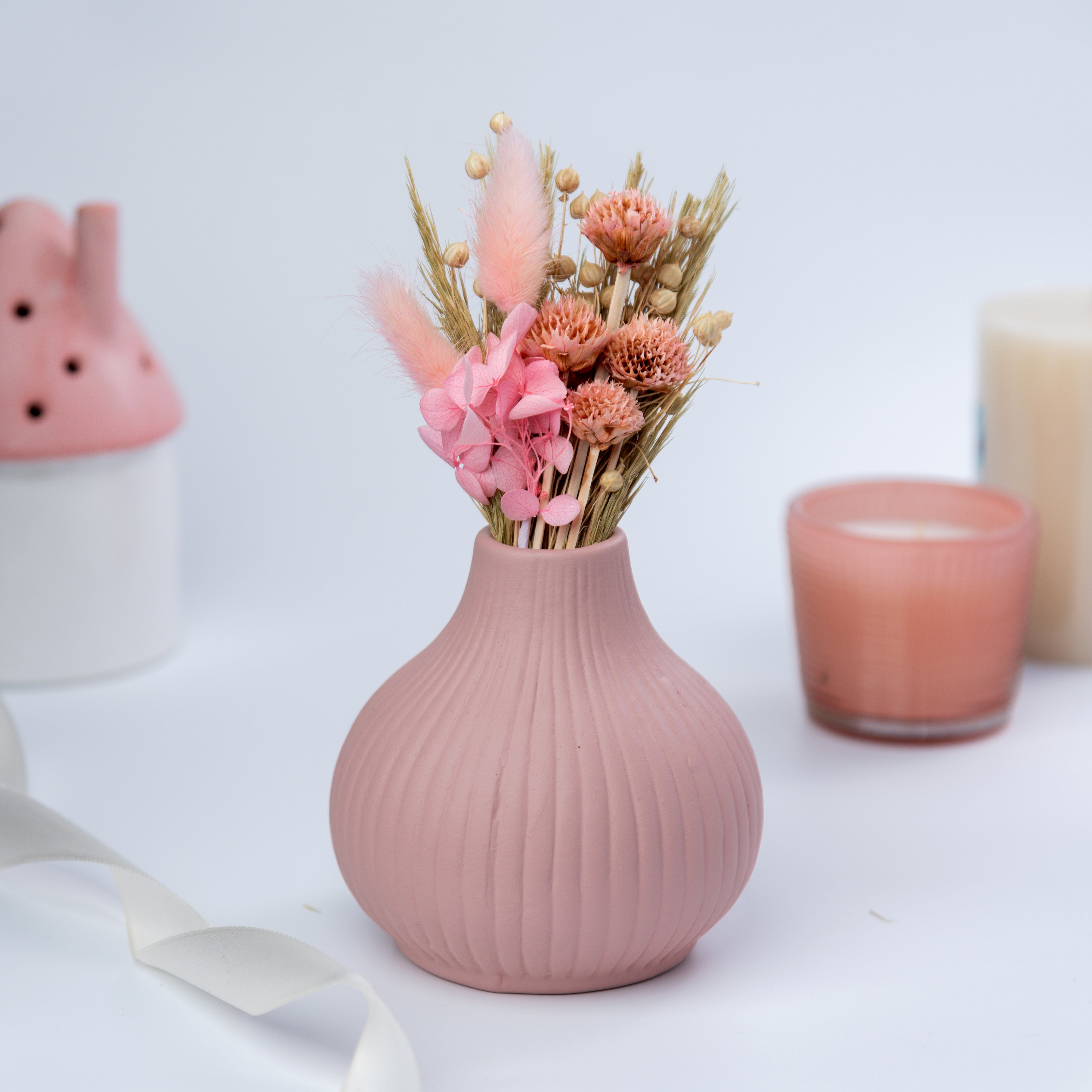 'Blush Elegance' Ceramic Vase (Flowers Not Included)