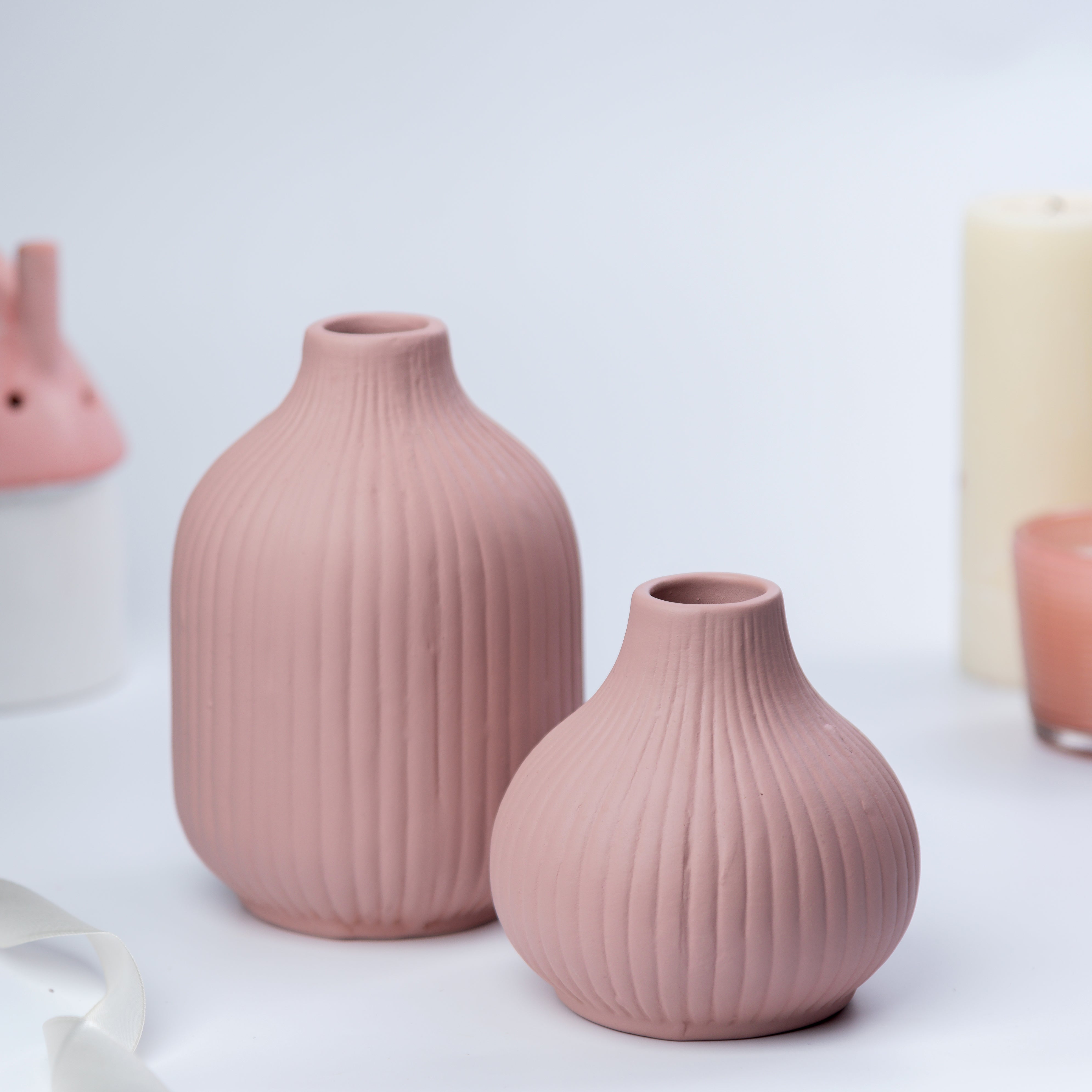 'Blush' Set of 3 Ceramic Vases