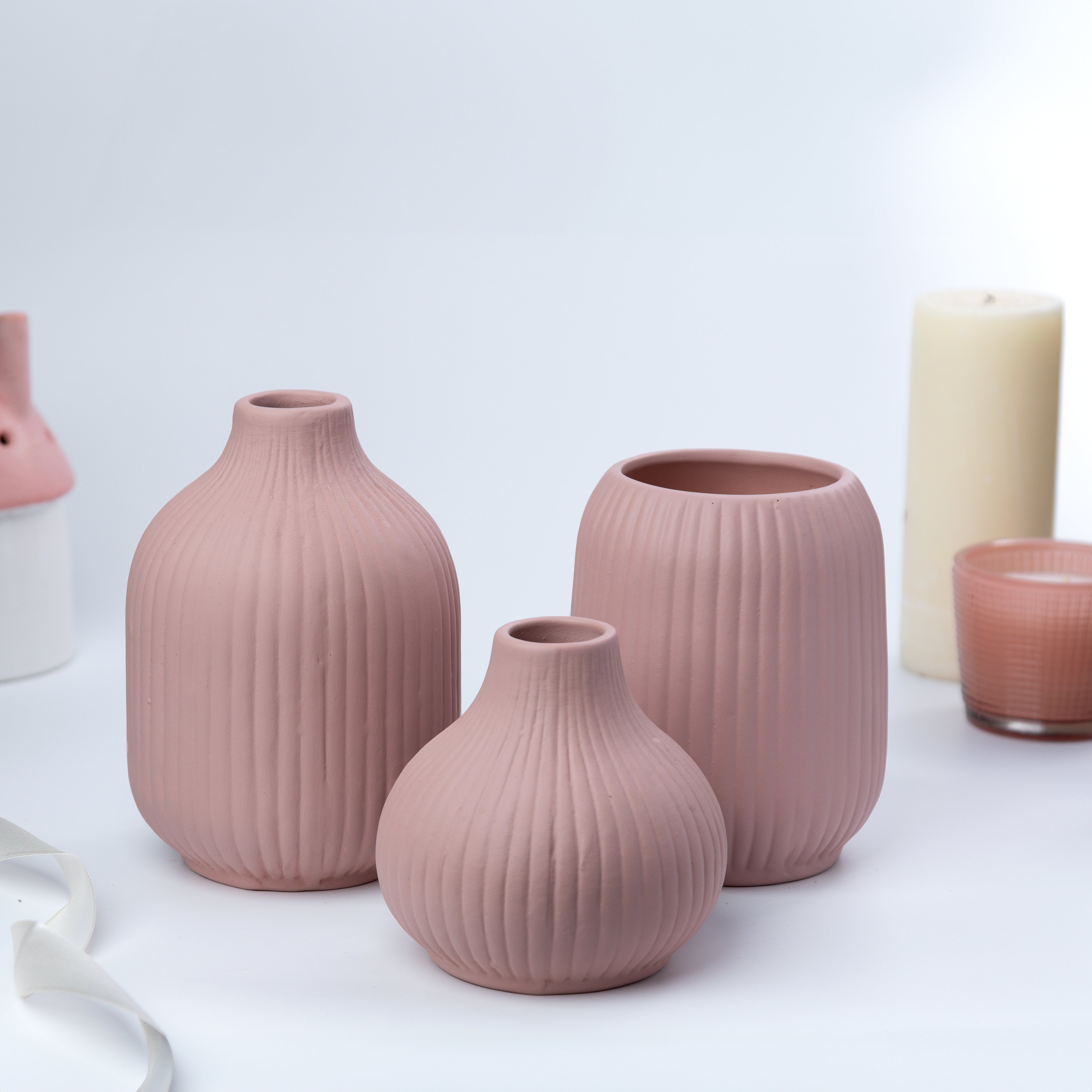 'Blush' Set of 3 Ceramic Vases