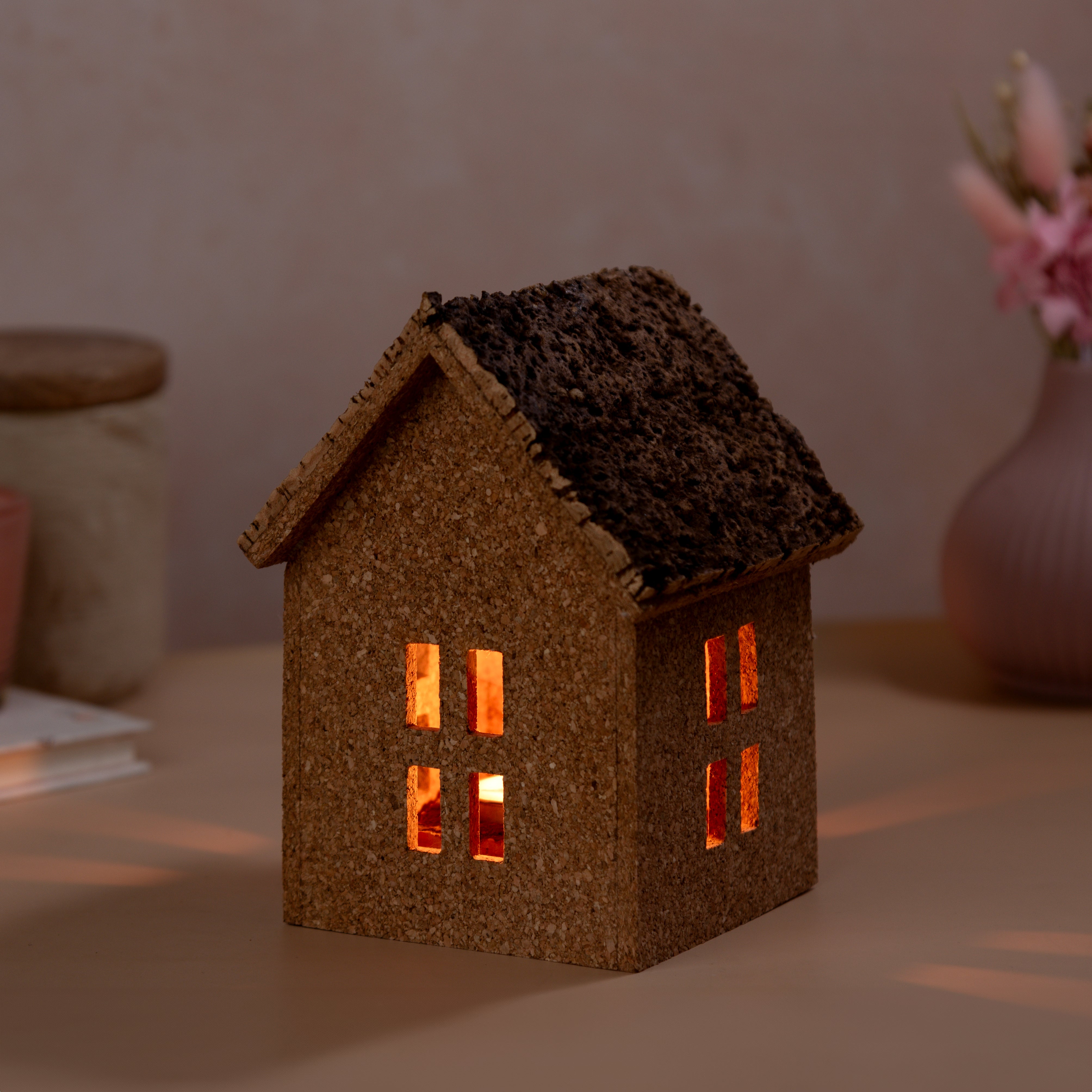 Cork 'Rustic' Hut Tealight Holder