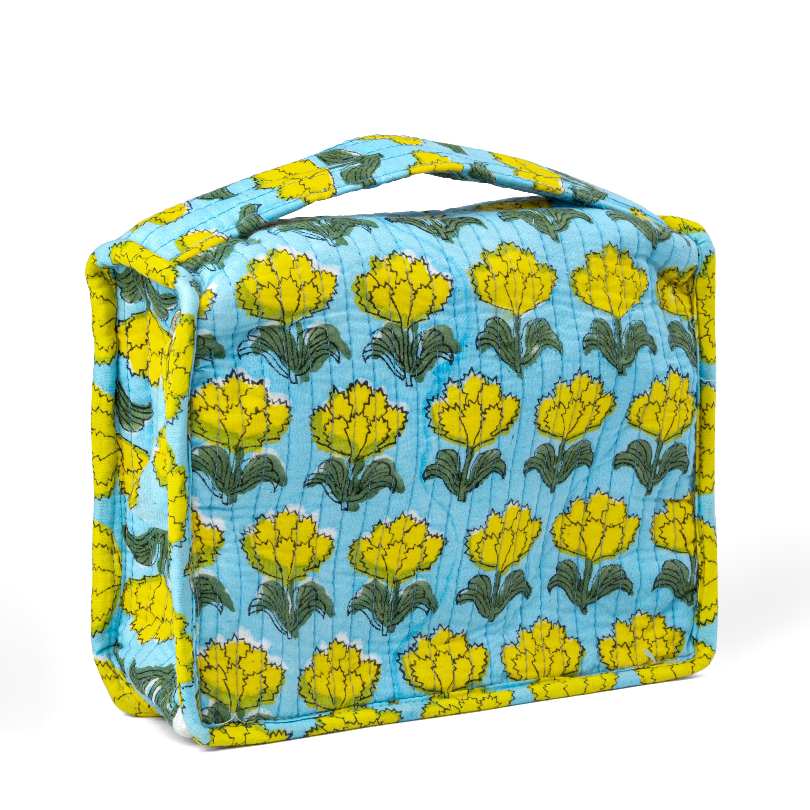 'Sunshine Bloom' Block Printed Jewellery & Travel Organizer