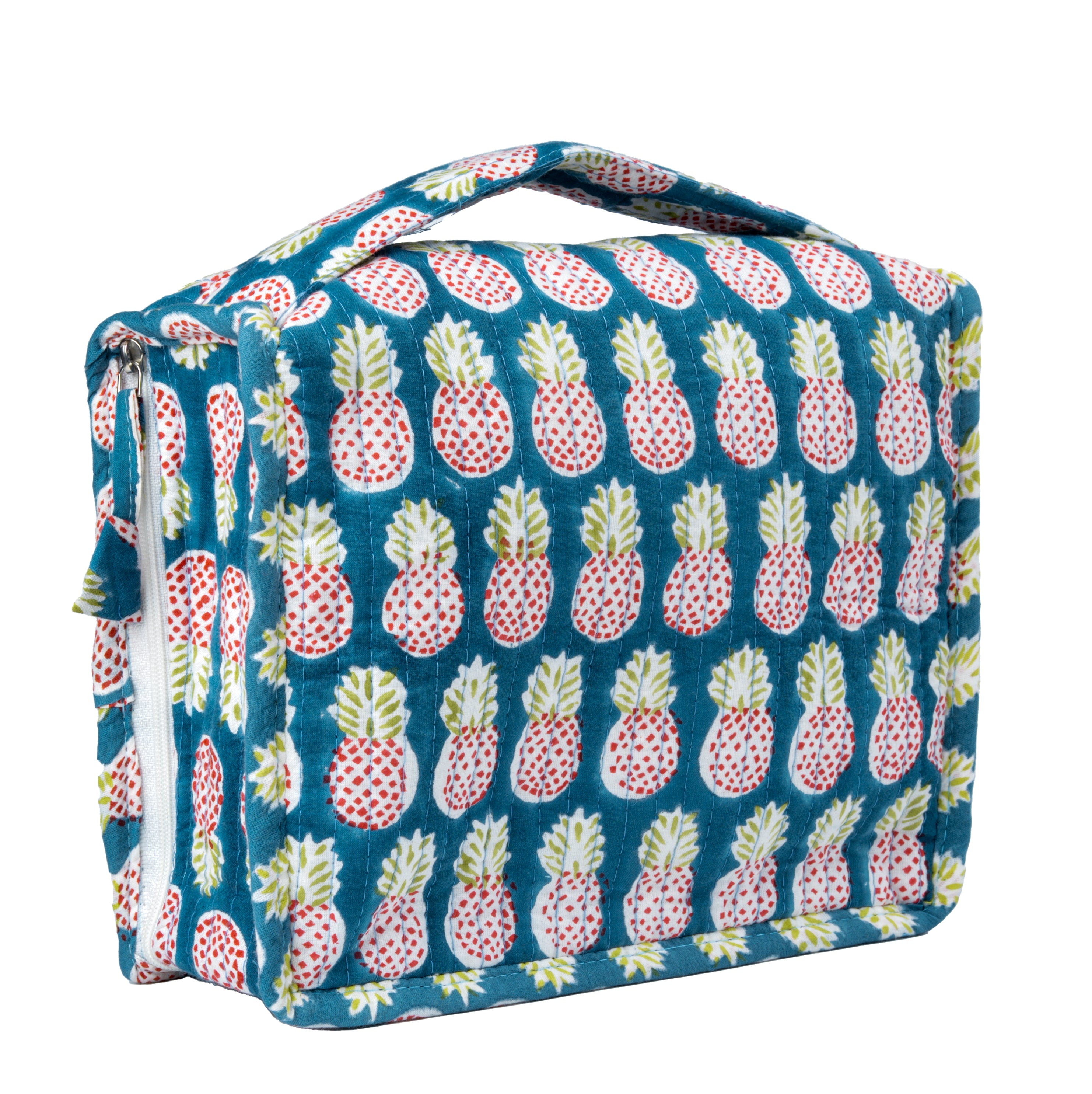 'Pineapple Charm' Block Printed Jewellery & Travel Organizer