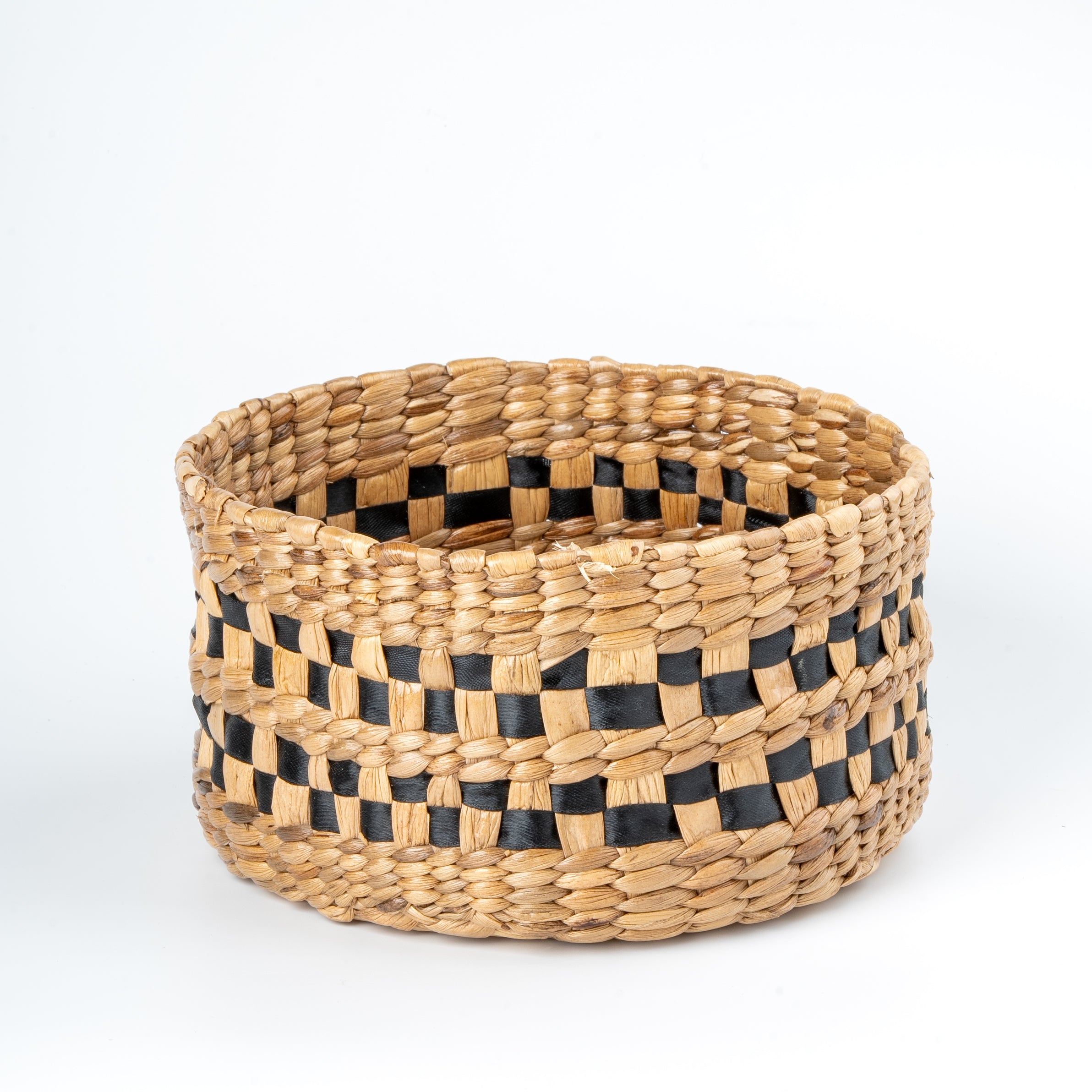 Natural Water Hyacinth Handcrafted Storage Basket- Set of 2