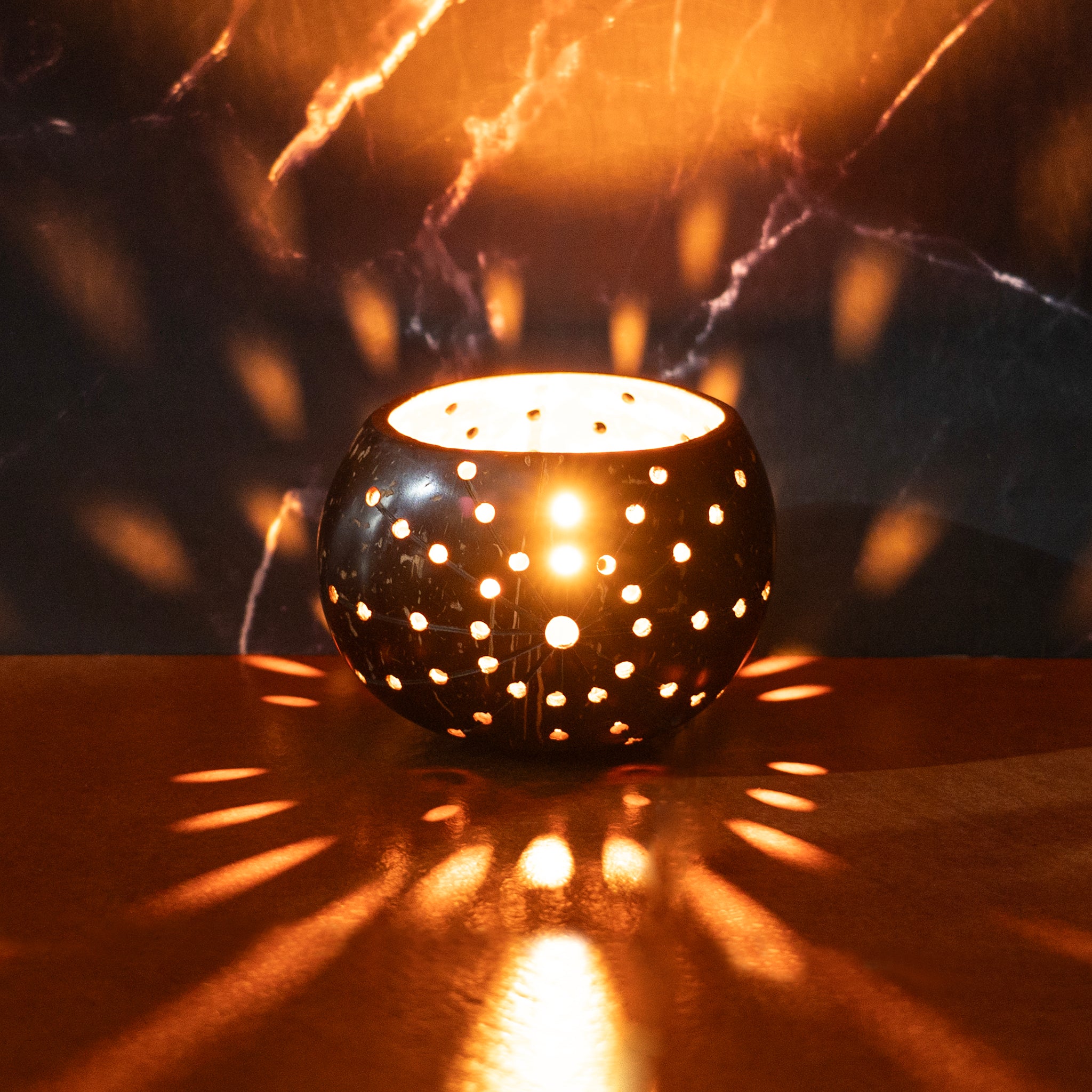 'Coco' Coconut Shell Star Tea Light Holder