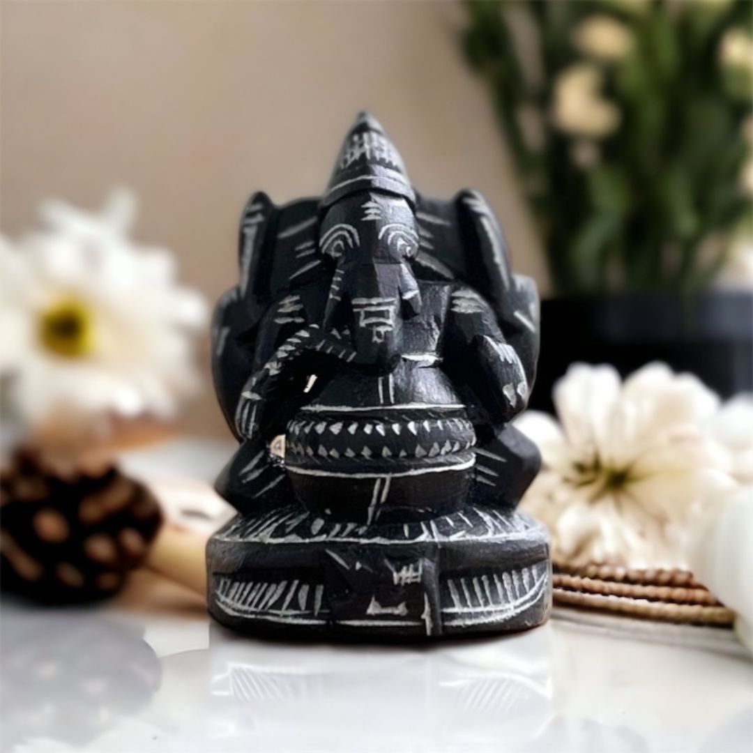 Stone Carved Lord Ganesha Idol - Small