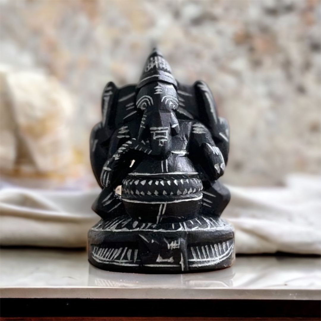 Stone Carved Lord Ganesha Idol - Small